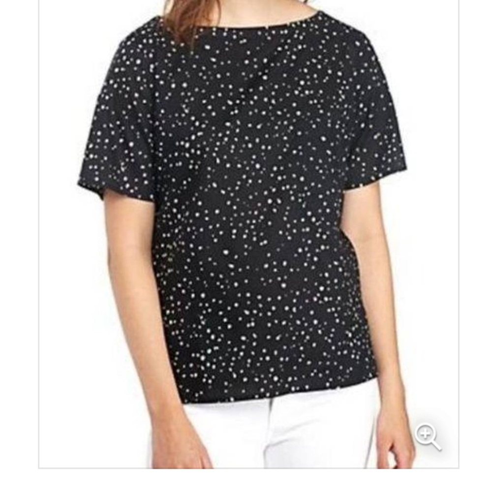 Eileen Fisher Organic Cotton Minimalist Polka Dot Short Sleeve Top PS